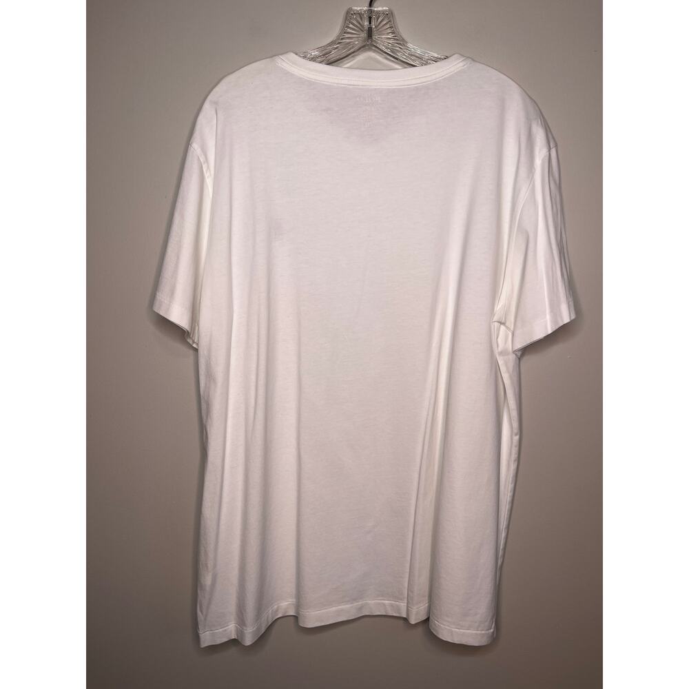 Polo Ralph Lauren Bright Crisp White Casual Soft Navy Blue Pony V Neck Shirt XL - Picture 4 of 4